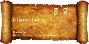 Bleuer Hella névjegykártya